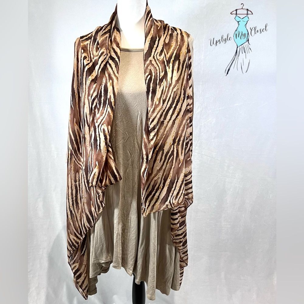 Animal print chiffon wrap and mocha dress size XL